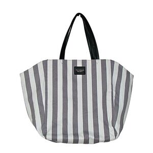 Victorias Secret Striped Canvas Tote Bag
Gray White Beach Travel